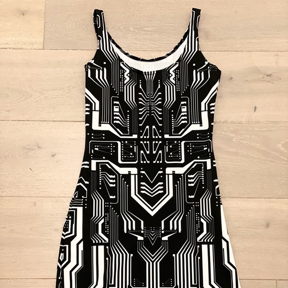 Dustrial circuit print cyberpunk bodycon dress - Picture 2 of 4